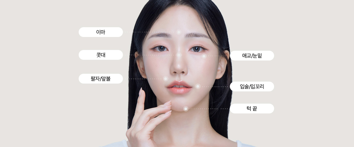 세이예스 필러 시술 부위 이마 콧대 애교/눈밑 팔자/앞볼 입술/입꼬리 턱 끝