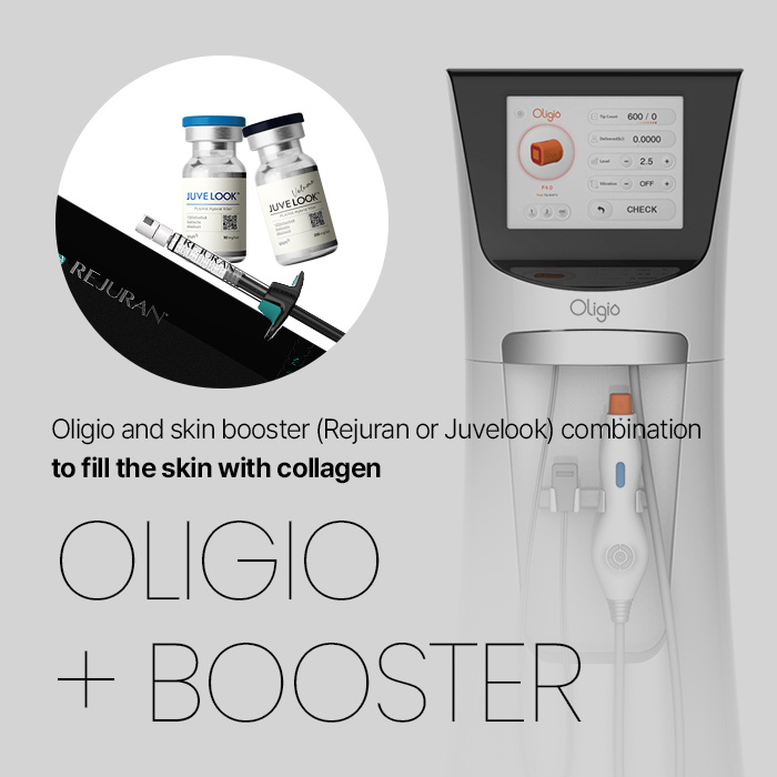 Oligio and skin booster (Rejuran or Juvelook) combination to fill the skin with collagen