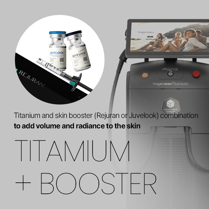 Titanium and skin booster (Rejuran or Juvelook) combination to add volume and radiance to the skin